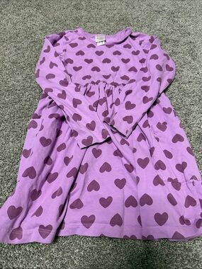Hanna Andersson Purple Heart-Print Long Sleeve Dress